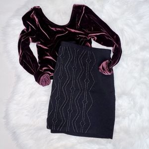 NWOT Metallic Appliqué Mini Skirt